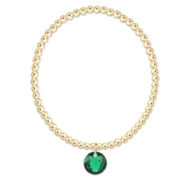 Classic Gold 3MM Bracelet - Reflection Charm - 05 May Gray's Jewelers Bespoke Saint James, NY