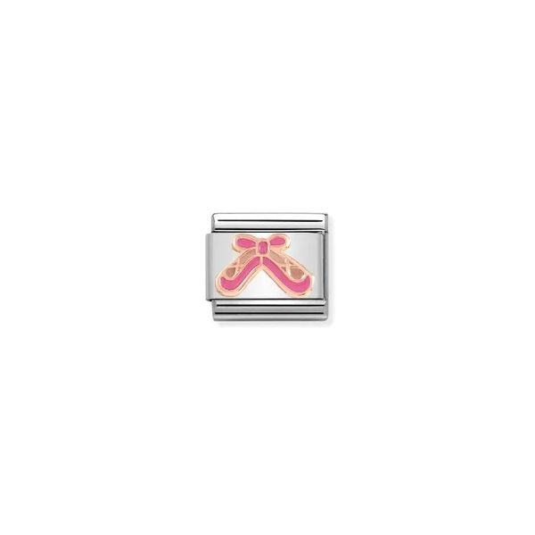Charm, Composable Link, Ballet Shoes pink enamel Gray's Jewelers Bespoke Saint James, NY