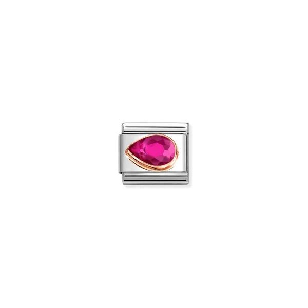 Charm, Composable Link, Red Stone Drop, Left Gray's Jewelers Bespoke Saint James, NY