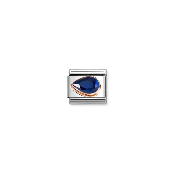 Charm, Composable Link, Dark Blue Stone Drop, Left Gray's Jewelers Bespoke Saint James, NY