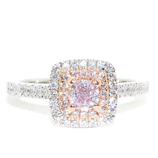 14KT White and Rose  Gold 0.76CTW Natural Pink-Purple and White Diamond Engagement Ring. Graziella Fine Jewellery Oshawa, ON