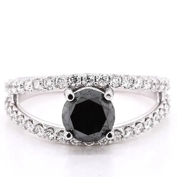 14KT White Gold 1.75CTW Round Brilliant Black & White Diamond Ring. Graziella Fine Jewellery Oshawa, ON