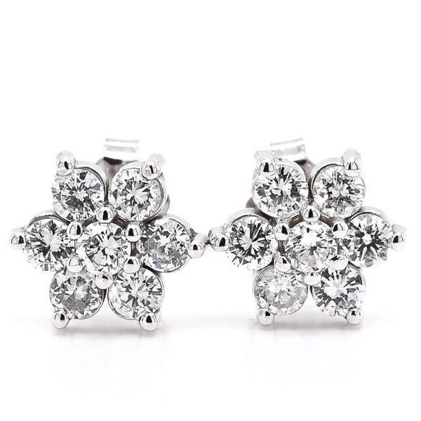 Graziella Originals Flower 14KT White Gold 0.84CTW CTW Stud Style Backing Diamond Earrings Graziella Fine Jewellery Oshawa, ON