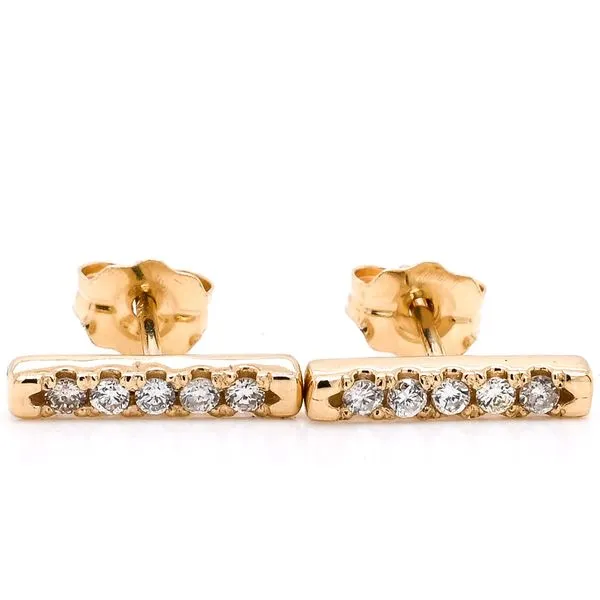 Graziella Originals 14KT Yellow Gold 0.12 CTW Bar Style Post Back Diamond Earrings Graziella Fine Jewellery Oshawa, ON