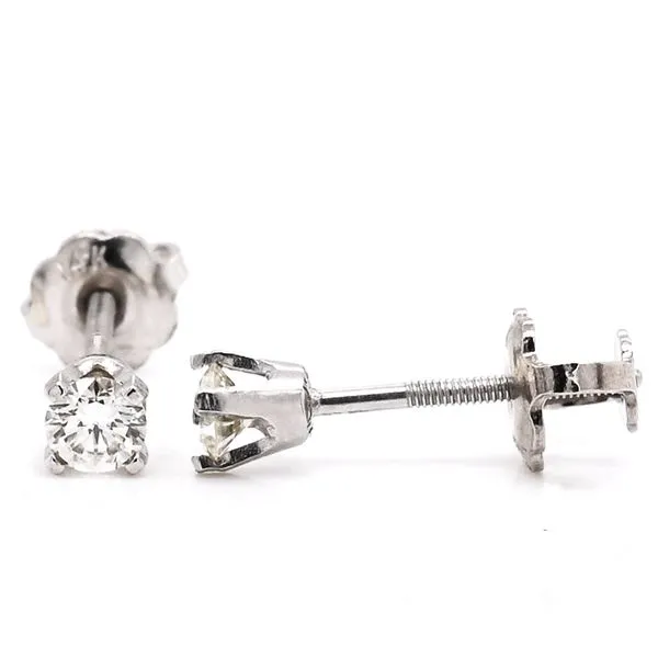 14KT White Gold 0.10CTW Round Brilliant Diamond Stud Earrings. Graziella Fine Jewellery Oshawa, ON