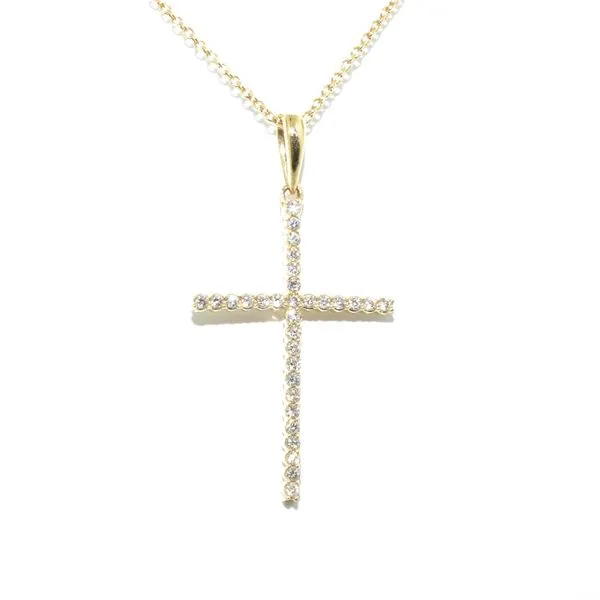 14KT Yellow Gold 0.11CTW Diamond Cross Necklace Graziella Fine Jewellery Oshawa, ON