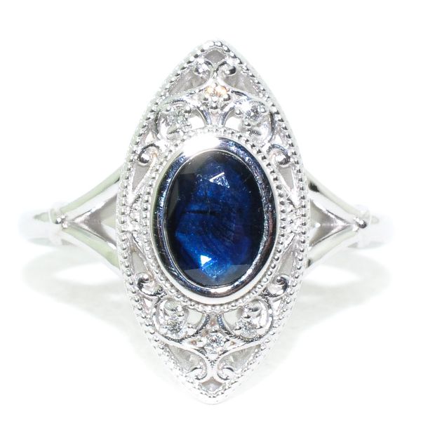 10KT White Gold Blue Sapphire  and Diamond Ring. Graziella Fine Jewellery Oshawa, ON