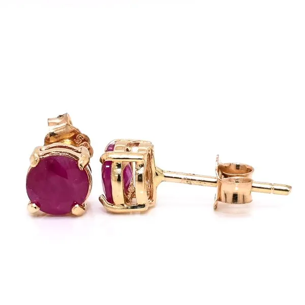 14KT Yellow Gold 5MM Ruby Stud Earrings. Graziella Fine Jewellery Oshawa, ON