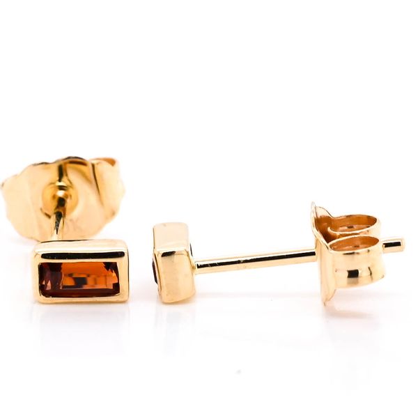10KT Yellow Gold 0.20CT Baguette Garnet Bezel Set Stud Earrings. Graziella Fine Jewellery Oshawa, ON