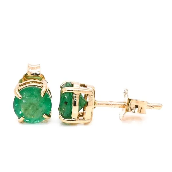 14KT Yellow Gold 5MM Emerald Stud Earrings. Graziella Fine Jewellery Oshawa, ON