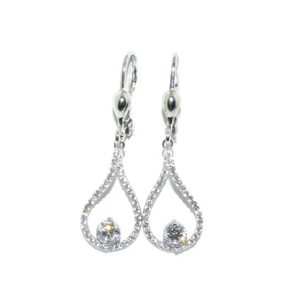 10KT White Gold C.Z Lever Back Earrings. Graziella Fine Jewellery Oshawa, ON