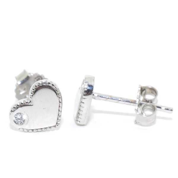 10KT White Gold 8MM C.Z Heart Stud Earrings. Graziella Fine Jewellery Oshawa, ON