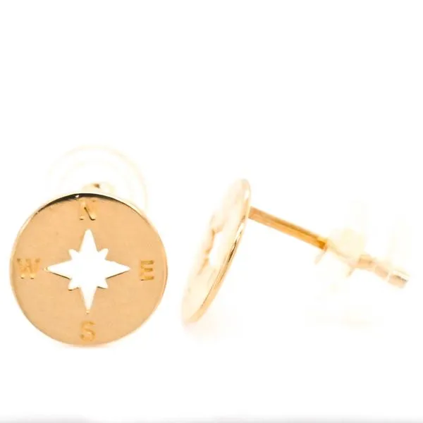 Belle & Jules 14KT Yellow Gold Compass Stud Earrings. Graziella Fine Jewellery Oshawa, ON