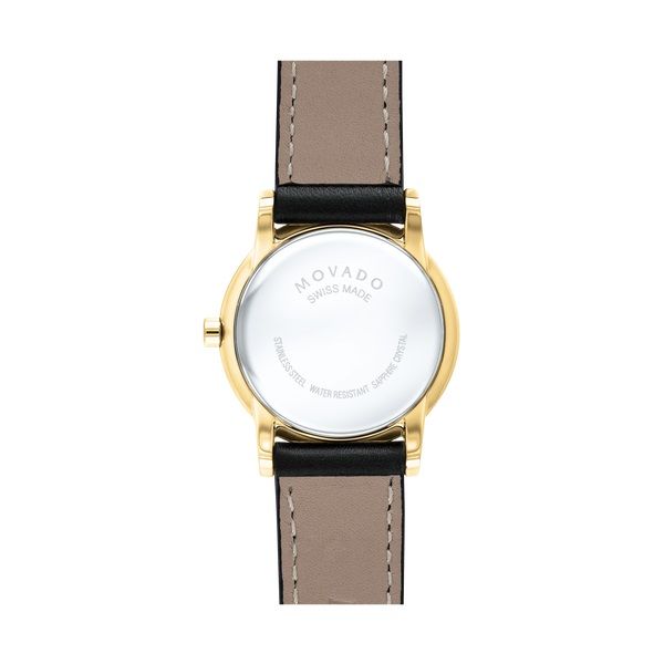 Movado Museum Classic watch, 28 mm yellow gold PVD-finished stainless steel case, black Museum dial with yellow gold-toned dot a Image 3 Graziella Fine Jewellery Oshawa, ON