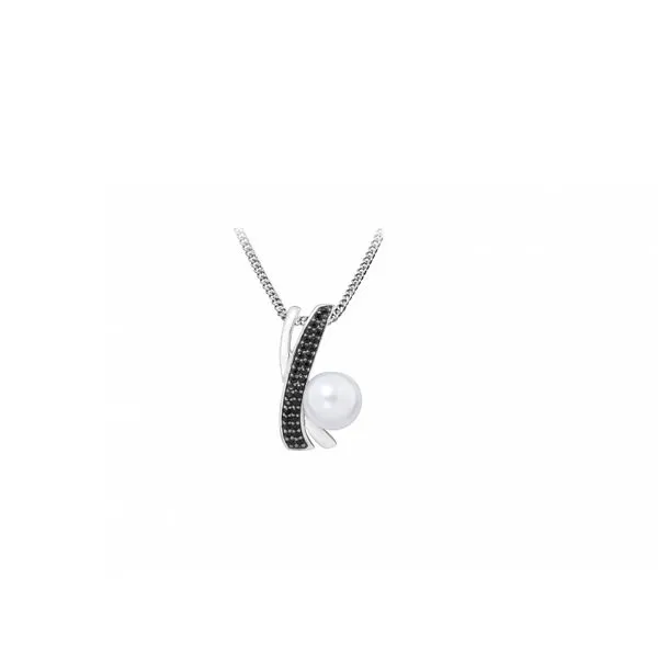 Larus Sterling Silver Black C.Z and Freshwater Pearl 18