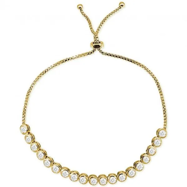 Sterling Silver Gold Plated Bezel Set Adjustable Bracelet Graziella Fine Jewellery Oshawa, ON