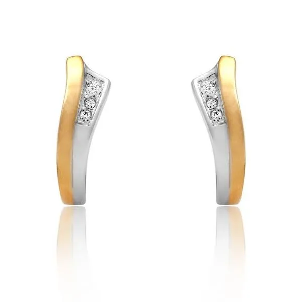 Larus Sterling Silver Yellow Gold Plated 12MM C.Z Huggies Earrings. Graziella Fine Jewellery Oshawa, ON