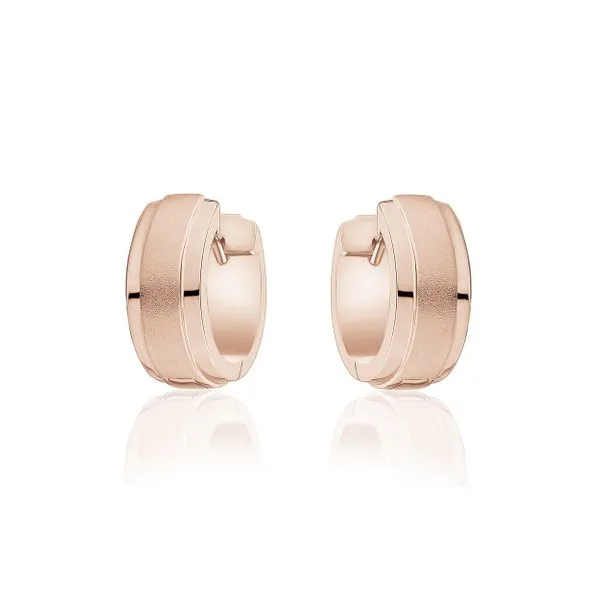 Larus Sterling Silver Rose Gold Plated 12MM Huggies Earrings Graziella Fine Jewellery Oshawa, ON