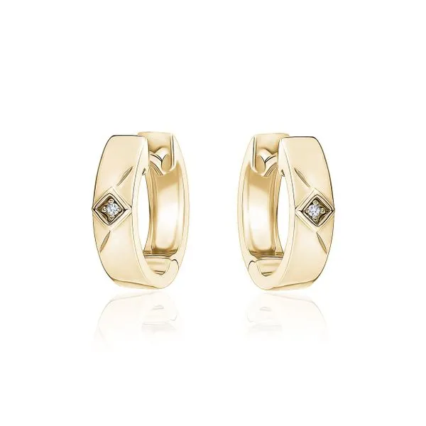 Larus Sterling Silver Yellow Gold Plated 12MM C.Z Huggies Earrings Graziella Fine Jewellery Oshawa, ON