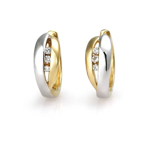 Larus Sterling Silver Gold Plated 10mm C.Z Huggie Earrings. Graziella Fine Jewellery Oshawa, ON