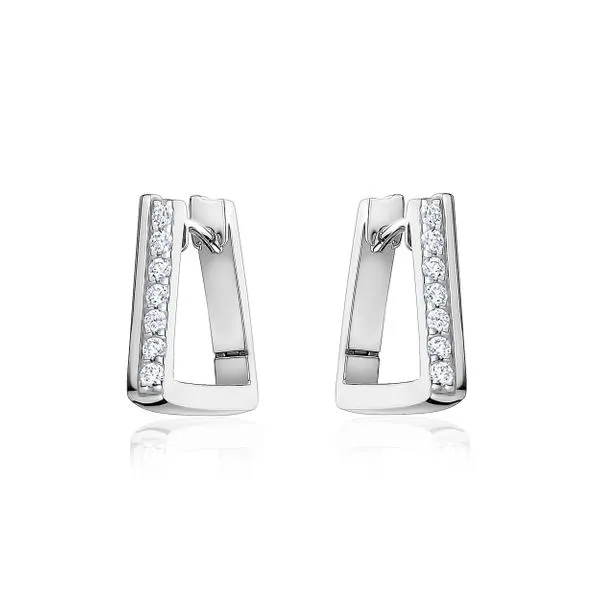 Larus Sterling Silver 15MM C.Z Huggies Earrings Graziella Fine Jewellery Oshawa, ON