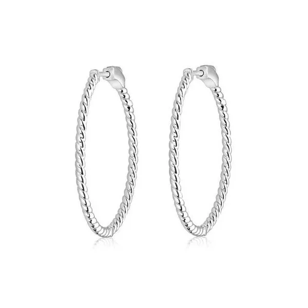 Larus Sterling Silver 35mm Twisted Hoop Earrngs. Graziella Fine Jewellery Oshawa, ON
