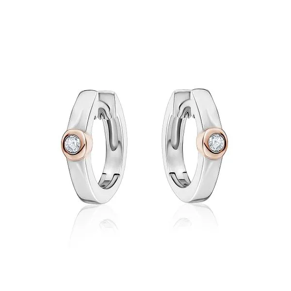 Larus Sterling Silver  12MM C.Z Huggies Earrings Graziella Fine Jewellery Oshawa, ON