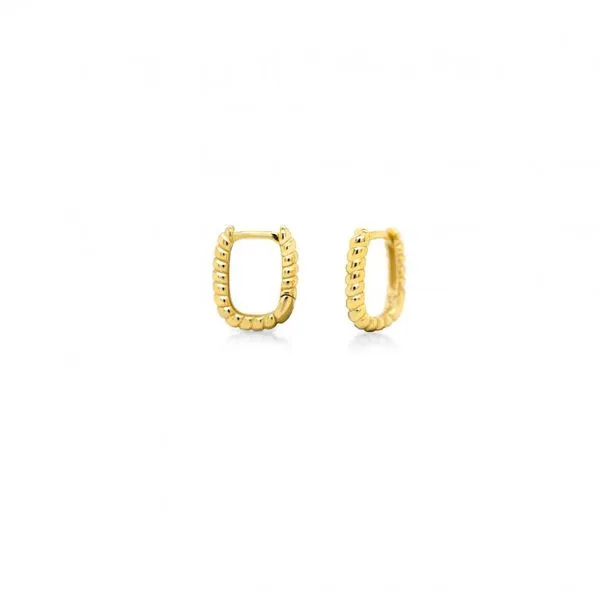 Sterling Silver Gold Plated Oval Twist-Croissant Huggie. Graziella Fine Jewellery Oshawa, ON