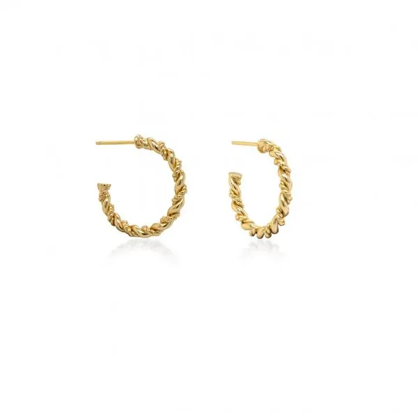 Sterling Silver Gold Tone Rope 21mm Twist Hoop Earrings. Graziella Fine Jewellery Oshawa, ON