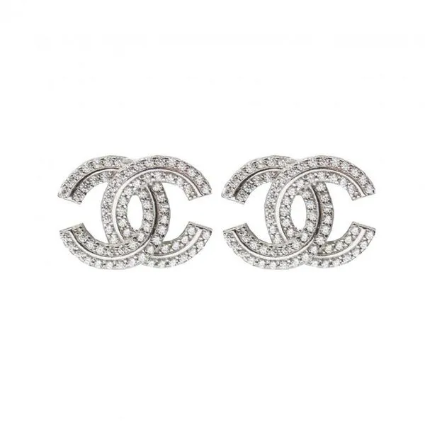 Sterling Silver Large Double Row CZ  Stud Earrings. Graziella Fine Jewellery Oshawa, ON