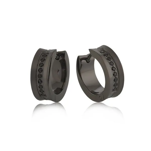 Italgem steel IP Black C.Z Huggie Earrings. Graziella Fine Jewellery Oshawa, ON