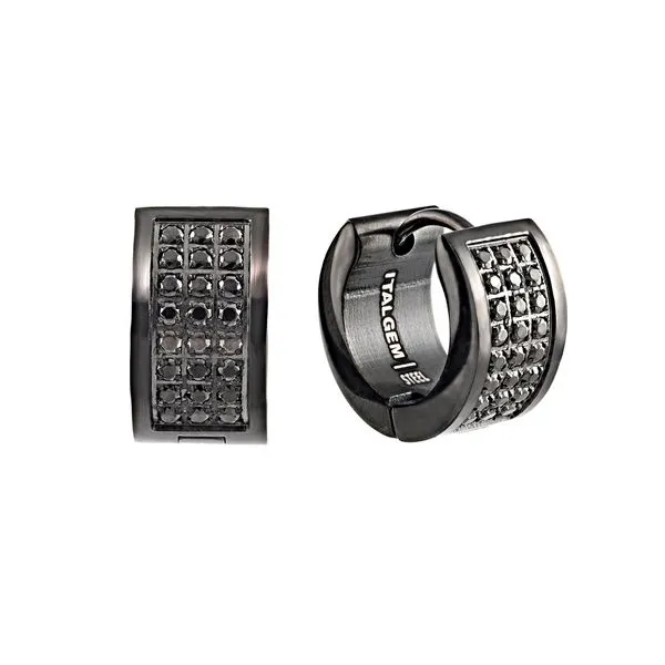 Italgem Steel Black IP Plated 12MM Huggie Earrings. Graziella Fine Jewellery Oshawa, ON
