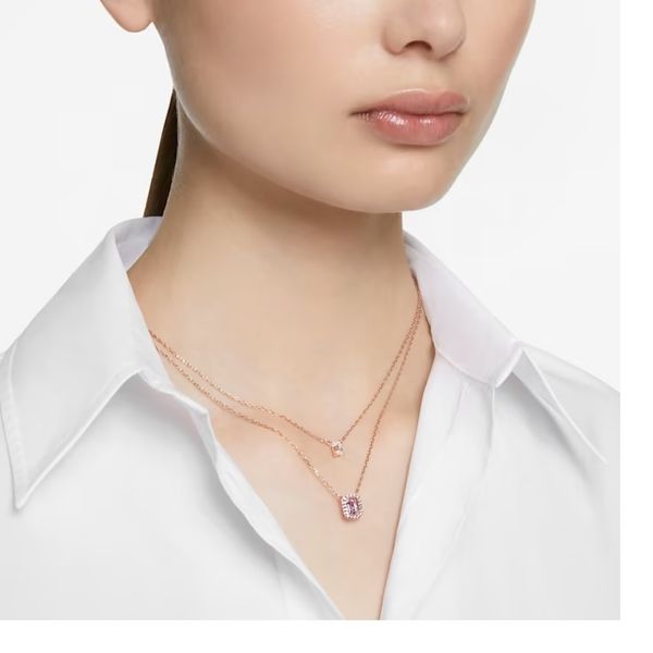 Swarovski Millenia layered necklace Octagon cut, Rose gold-tone plated Image 2 Graziella Fine Jewellery Oshawa, ON