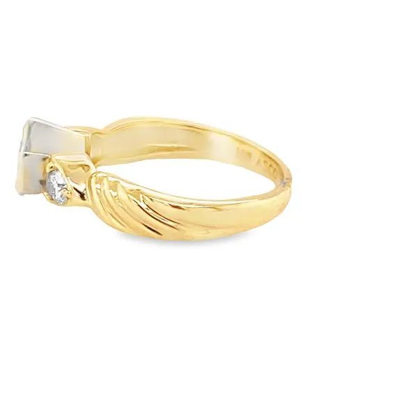 14K TWO TONE BEZEL SET ENGAGEMENT RING Image 2 Hannoush Jewelers, Inc. Albany, NY