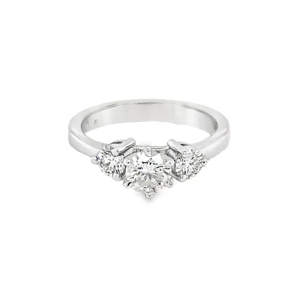 14K White Gold Bostonian Style 3 Stone Diamond Engagement Ring Hannoush Jewelers, Inc. Albany, NY