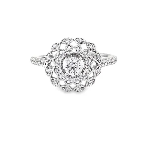 14K WG VINTAGE INSPIRED ENGAGEMENT RING