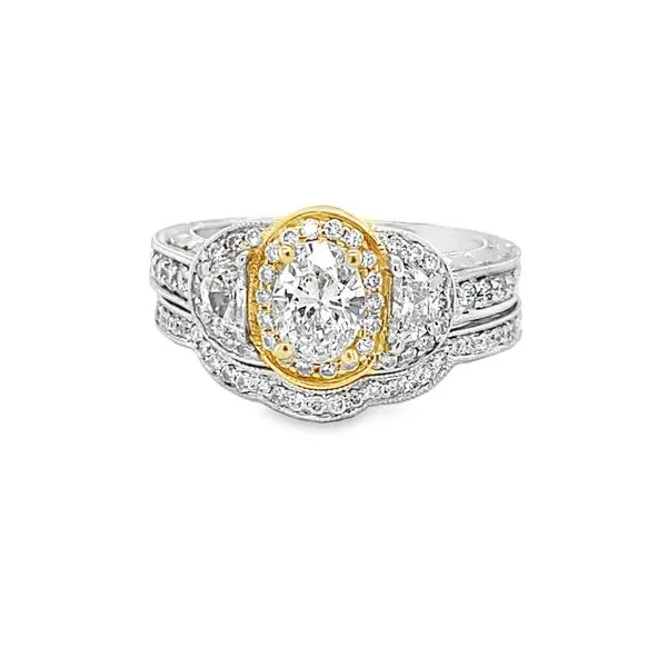 18K TWO-TONE OVAL DIAMOND BRIDAL SET Hannoush Jewelers, Inc. Albany, NY