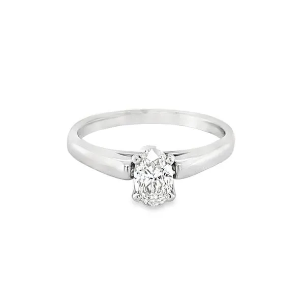 14K WG CATHEDRAL STYLE OVAL DIAMOND SOLITAIRE ENGAGEMENT RING Hannoush Jewelers, Inc. Albany, NY