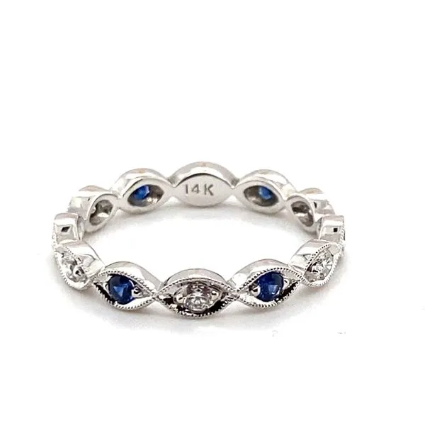 14K White Gold Diamond & Sapphire Eternity Band Hannoush Jewelers, Inc. Albany, NY