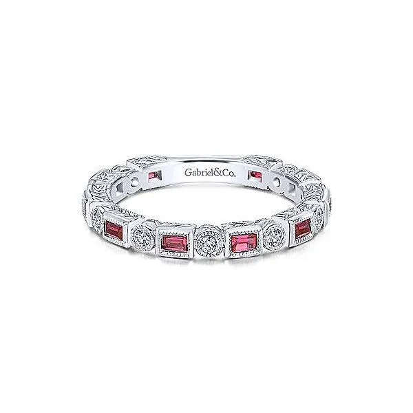 14K White Gold Ruby Baguette Diamond Eternity Ring Hannoush Jewelers, Inc. Albany, NY
