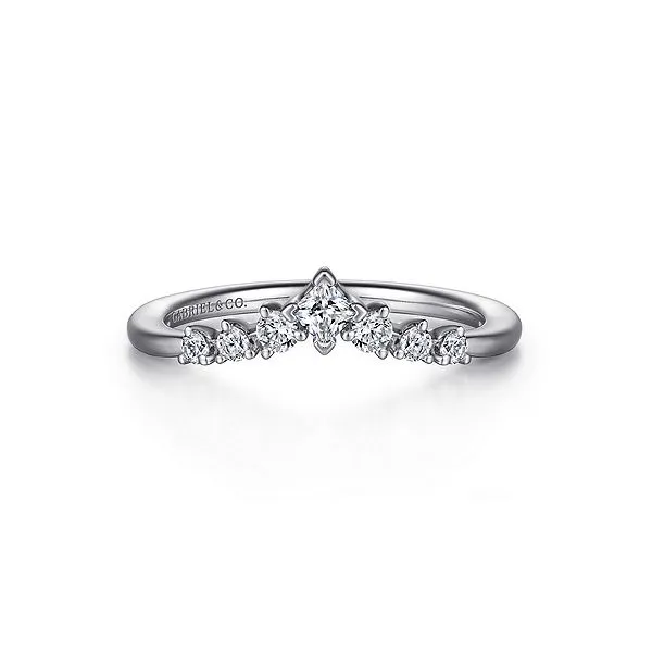 14K White Gold V-Shaped Diamond Wedding Band Hannoush Jewelers, Inc. Albany, NY
