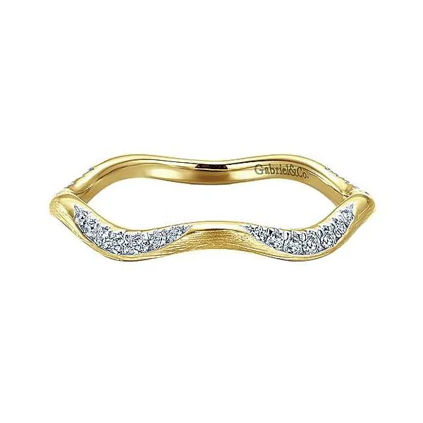 14K Yellow Gold Gabriel Waving Pave Diamond Stackable Ring Hannoush Jewelers, Inc. Albany, NY