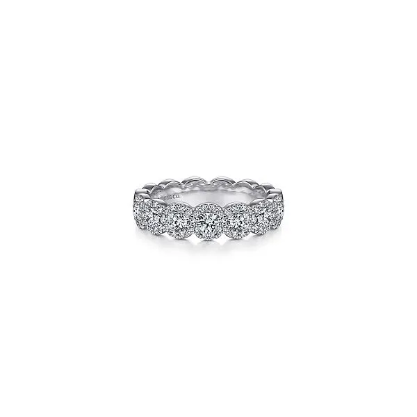 14K White Gold Round Diamond Halo Anniversary Band Hannoush Jewelers, Inc. Albany, NY