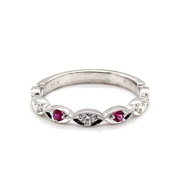 14K White Gold Ruby and Diamond Wedding Band Hannoush Jewelers, Inc. Albany, NY