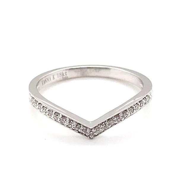 18K White Gold Curved Pave Set Diamond Band Hannoush Jewelers, Inc. Albany, NY