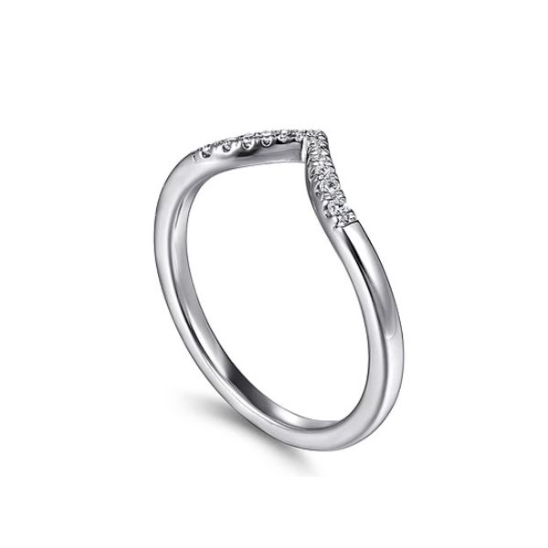 Gabriel & Co Monza 14K White Gold Curved V Diamond Wedding Band Hannoush Jewelers, Inc. Albany, NY