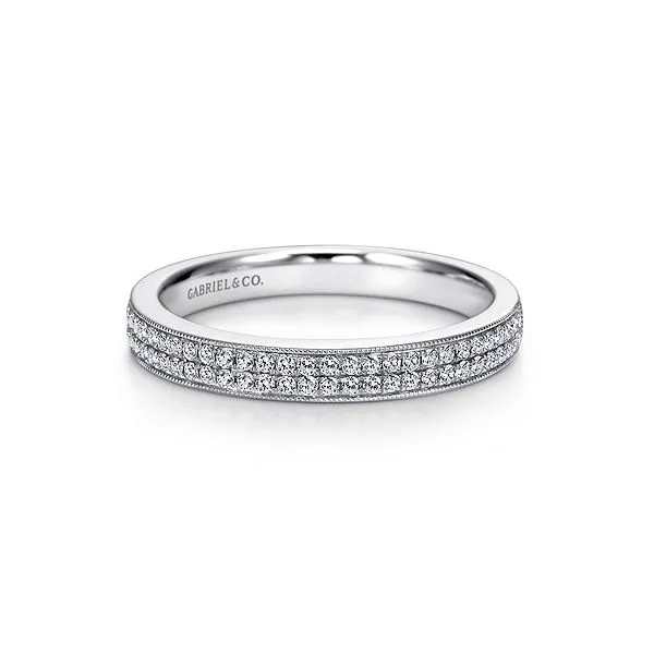 14K White Gold Diamond Double Row Wedding Band Hannoush Jewelers, Inc. Albany, NY