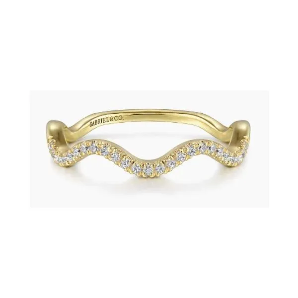 14K Yellow Gold Diamond Wave Stackable Ring Hannoush Jewelers, Inc. Albany, NY