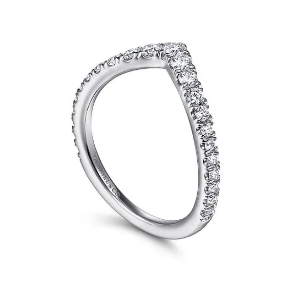 14K White Gold Diamond V Wedding Band Hannoush Jewelers, Inc. Albany, NY