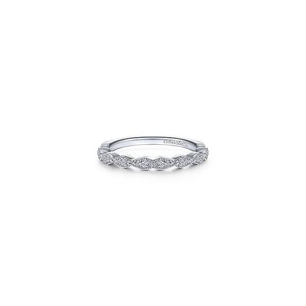 14K White Gold Teardrop Station Diamond Anniversary Band Hannoush Jewelers, Inc. Albany, NY